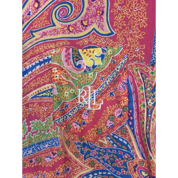 Lauren Ralph Lauren Womens Button Up Shirt Floral Paisley Black Label Tunic Sz L - Picture 3 of 11